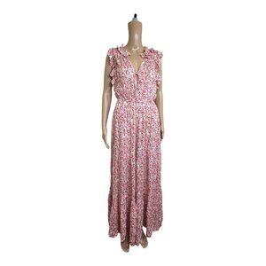 Poupette St Barth Belene Floral Tiered Ruffle Cover-Up Jumpsuit Size Med…